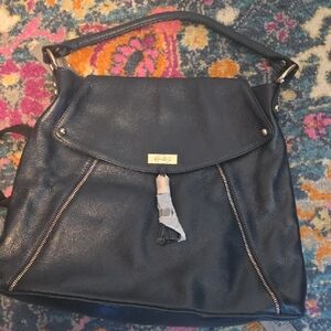 Onna Ehrlich Navy Leather Bag Pebbled Soft Leather